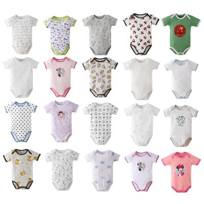 China Cozy baby clothes 2022 summer newborn baby boy clothes and girls romper shorts sleeves infant cotton O-neck home wear jumpsuit cartoon pajamas for sale