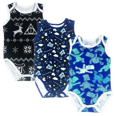 China Custom high quality unisex 100% sleeveless jumpsuit wholesale cotton baby romper clothes for sale