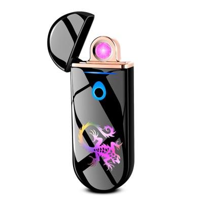 China 2022 new style custom logo flameless led display coil usb rechargeable lighter for cigarette for sale