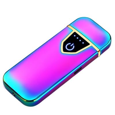 China Customized Customized Cheap Touch Control Lighter Mini Portable Fingerprint Coil Cigarette USB Rechargeable Slim Electric Windproof for sale