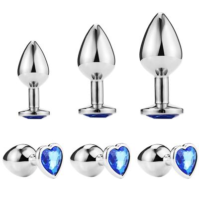 China BDSM Toys Anal Plug Set With Round Rhinestone 3 Different Sizes Butt Plug Anal Toy For Women Men for sale