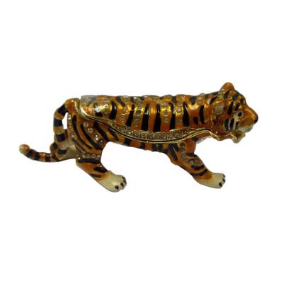 China Tiger Animal Promotional Zoo Metal Home Decoration Low Price Jewelry Box High Quality Crafts for sale