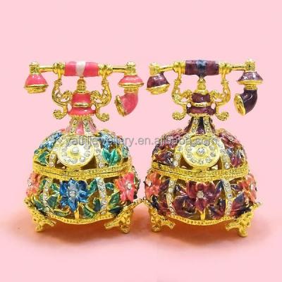 China Old antique metal telephone trinket jewelry box YF05- for sale