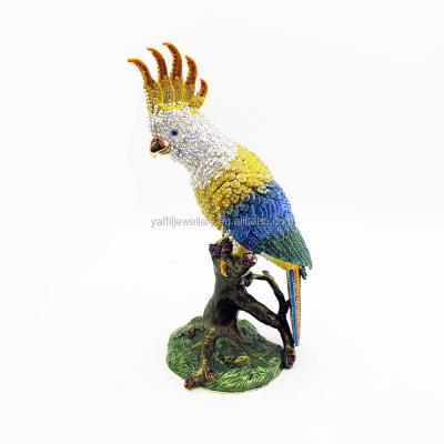 China Metal Birds Design Jeweled Enamel Trinket Box - Parrot for sale