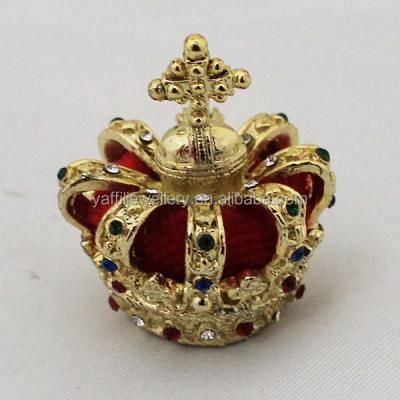 China Fashion nickel and lead free metal rhinestone crown trinket box crystal jewelry box for sale