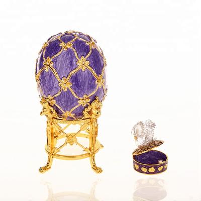 China 100% Handmade Swan Egg Box/Trinket Faberge Egg Jewelry Boxes Boxes Standing Box Decoration for sale