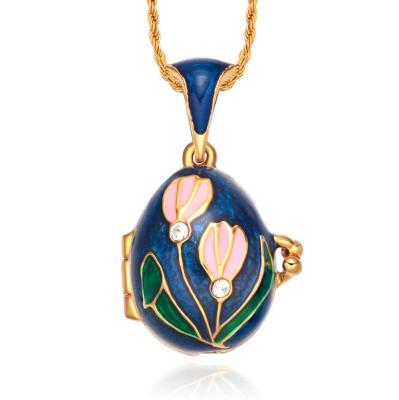 China Pendant Style Water Lily Enamel Faberge Egg Pendant Charms for sale