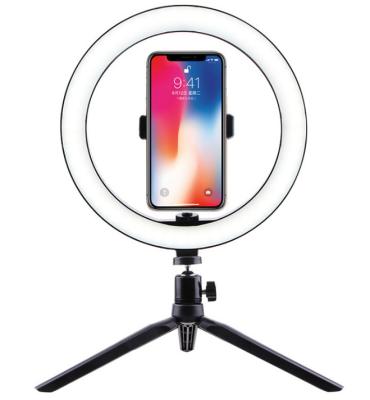 China Color Tempurate 10 Inch 3200-5600k Adjustable Table Led Ring Light Selfie With Tripod Stand And Phone Holder For Makeup Video for sale