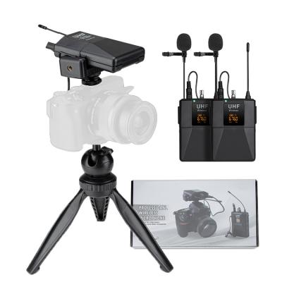 China 30-50 M Hot Sell Portable UHF Microphones Camera DSLR Wireless Camcorder Dual Channel Outdoor Wireless Microphone for sale