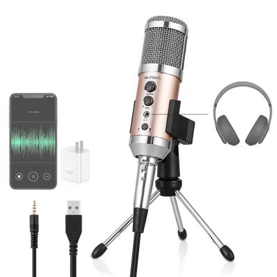 China Professional Live Video Recording Microphones Reverberation MIC Desktop Condenser Microphone For Mobile Phones Laptops USB Microphone for sale