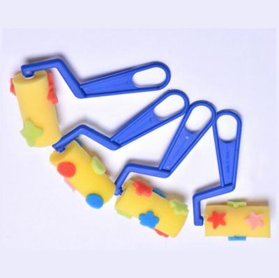 China Chinese Cheap Plastic Kids Paint Handle Sponge Roller Kids DIY Artist Brush Set for sale