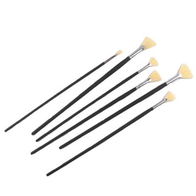 China Acrylic Watercolor Oil Gouache Painting Brush Set With Wood Handle 6Pcs Hog Hair Propeller Shaped Artist Wholesale for sale