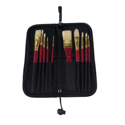 China Art Supplies Factory Wholesale Bristle Watercolor Gouache Oil Paint Hair Artist Brush Set With Acrylic Case for sale