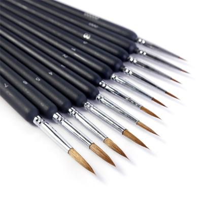 China High Quality Wood Line Acrylic Artist Paint Brushes Set Weasel Hair Hook Handle 11Pcs Watercolor Gouache Oil Painting for sale