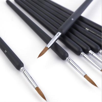 China High Quality Acrylic Wooden Handle 11Pcs Weasel Hair Hook Line Watercolor Gouache Oil Painting Artist Paint Brushes Set For Acrylic Painting for sale