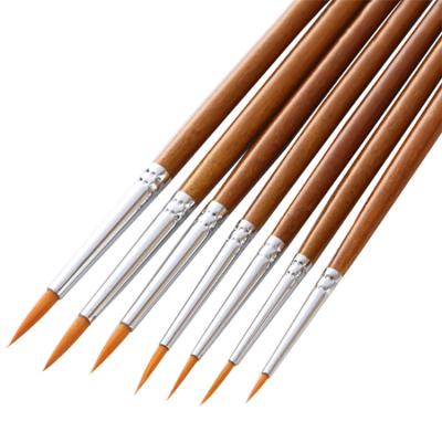 China Miniature Artist Paint Brush Set Hair Oil Painting Gouache Watercolor 7Pcs High Quality Nylon Acrylic Wood Handle for sale