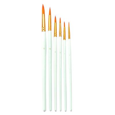 China Direct Colored Birch Wood 6Pcs Watercolor Gouache Acrylic Oil Painting Plant Handle Around Sharp Nylon Artist Brushes Hair Set for sale