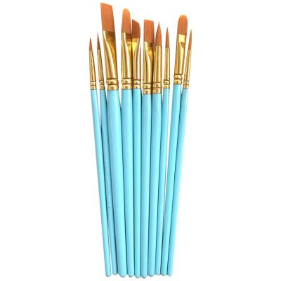 China 10Pcs Watercolor Gouache Oil Painting Factory Price Nylon Synthetic Acrylic Paint Brush Hair Set For Art Painting for sale