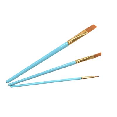 China Promotional Acrylic Paint Brushes For Hair Artist Wooden Handle Pearl Wooden Handle Watercolor Gouache Blue Nylon Oil Paint for sale