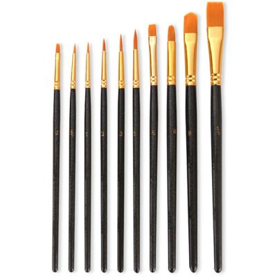 China Nylon Artist Paint Brushes Set Different Colors Acrylic Wooden Handle Hot Selling Different Colors Oil Painting Gouache Watercolor Hair for sale