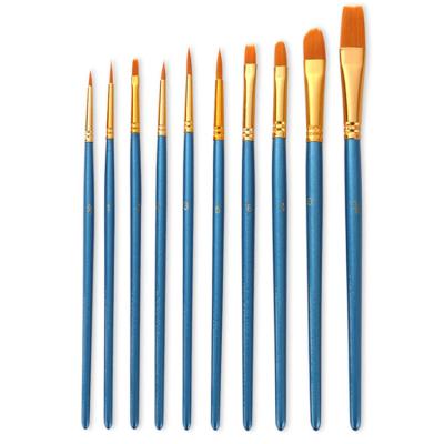 China Nylon Artist Paint Brushes Set Hot Sale Different Colors Acrylic Wood Handle Oil Painting Gouache Watercolor Hair For Acrylic Painting for sale