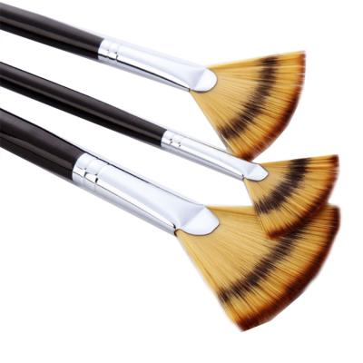 China Nylon Artist Paint Brush Set Fan Shape 3Pcs Professional Acrylic Wooden Handle Gouache Oil Painting Watercolor Set for sale