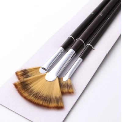 China Nylon Artist Paint Brush Set Fan 3Pcs Wooden Shape Professional Acrylic Watercolor Paint Handle Gouache Oil Painting Watercolor Set for sale