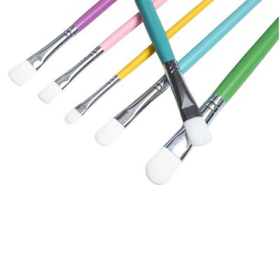 China Hot Selling Acrylic Paint Brushes For Hair 6Pcs Acrylic Gouache Oil Paint Artist Wooden Handle Colorful White Nylon for sale