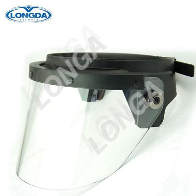 China Anti Riot Detachable Military Bulletproof Sun Visor / Face Protection Security Polycarbonate Shild Frame for sale