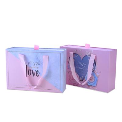 China Handmade Wholesale Rigid Luxury Drawer Flipchart Ribbon Custom Logo Printed Gift Wrapping Paper Box for sale