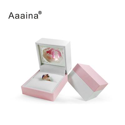 China Wholesale Custom Handmade Color LOGO Jewelry LED Light Ring Box Luxury Necklace Jewelery Boxes With LED Light for sale