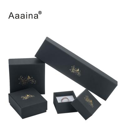 China Custom Small Jewelry Boxes Packaging Logo Paper Gift Fashion Luxury Handmade Necklace Jewelry Black Gift Box for sale