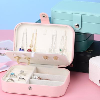 China Wholesale Custom Handmade Logo Square Pu Leather Travel Jewelry Organizer Packaging Jewelry Storage Case for sale