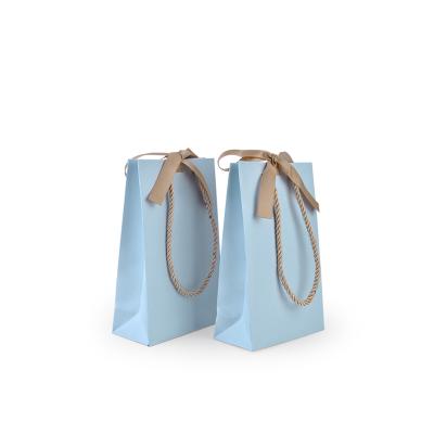 China Luxury high quality handmade jewelry packaging paper bags thank you gift bag paper bag with ribbon handles for sale