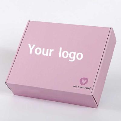 China Handmade Custom Holographic Pink Paper Boxes Mailing Mailing Box Logo Printed Personalized Ecommerce Corrugated for sale