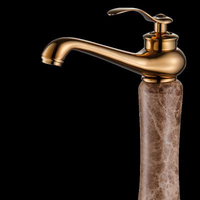 China Best Selling Gold Faucet Brass Metered Jade Basin Faucets America Style Single Handle Jade Faucet, Dull Gold Basin Faucet Antique for sale