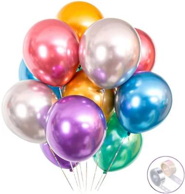 China 12 inch Glossy Non-Toxic Chrome Silver Metallic Helium Latex Thicken Balloon Perfect for Wedding Birthday Baby Shower Graduation Decoration for sale