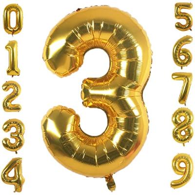 China Large 40 Inch Durable Gold Numbers Balloon 0-9 (Zero-Nine) Foil Large Digital Mylar Number Balloon For Birthday Party Decorations for sale