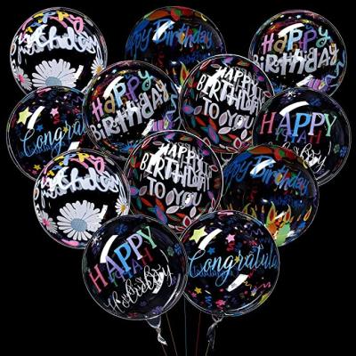 China Non-Toxic 20 24 Inch Large Transparent PVC Happy Birthday Party Decoration Wide Mouth Bobo Balloons Clear Wide Neck Bubble Balloon for sale