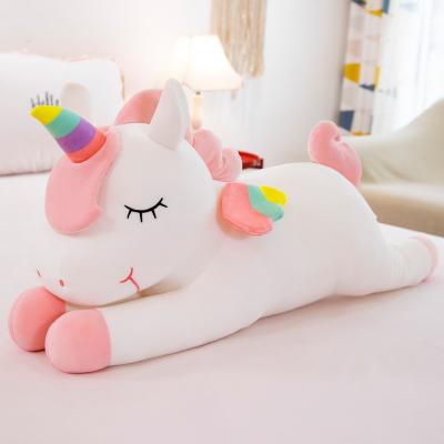 China Kids Gift Unicorn Soft Plush Pillow Stuffed White with Rainbow Horn Wings Birthday for Girls Toddlers for sale