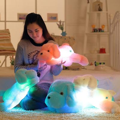 China Kids Gift LED Light Up Colorful Glowing Stuffed Musical Rainbow Dog Plush Toys Makers Night Lights Doll Gifts For Kids for sale