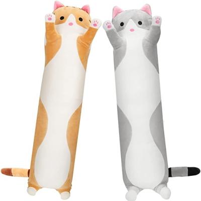 China Gift 130cm Large Cat Pillow Plush Kids Cartoon Sleeping Hugging Cute Soft Toy Kitten Body Pillow Doll Cat Pillow Along For Kids for sale