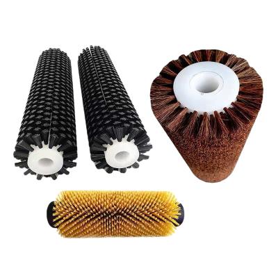 China Cleanging Machine Steel Wire Cylinder Industrial Rotary Brush Cleaning Polishing Brass Roller for sale