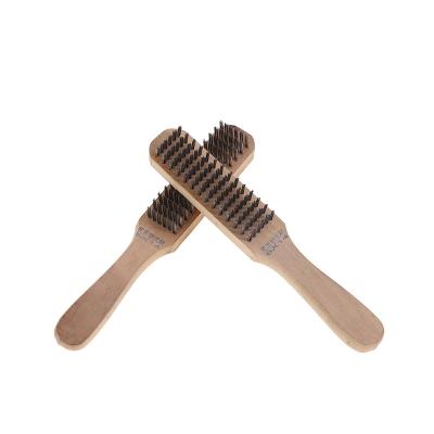 China OEM Manufacturer Handle Stainless Steel Wire Brush Metal Cleaning Stabilized Wood Feeds Cleanging And Rust Removal Tool Detailing Brush for sale