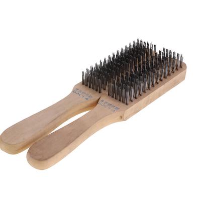 China New Cleanging Handle Stainless Steel Wire Brush Stainless Steel Wire Brush Rust attival Wooden Grinding Brush for sale