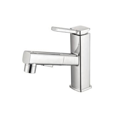 China Multi Function Pull Out Basin Faucet Modern Multi Function Pull Out Basin Faucets Brass Chrome Plated Bathroom Faucets With Spray Faucet for sale