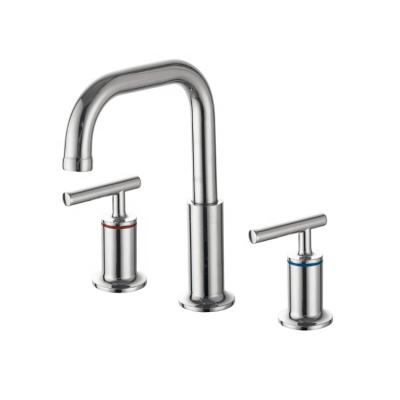 China Good Quality Modern Double Handle Brass Faucets Bathroom 3 Hole Chrome Plated Water Tap Basin Faucets Wasserhahn for sale