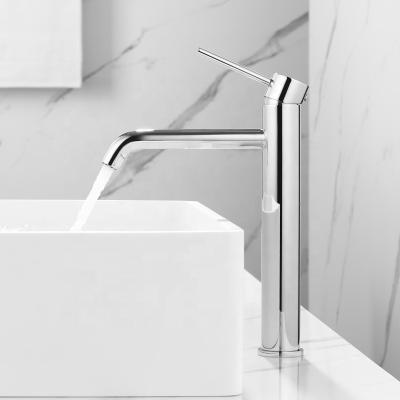 China Modern Simple SUS 304 Stainless Steel Bathroom Faucets Single Hole Polished Bright Bathroom Taps Basin Faucets for sale