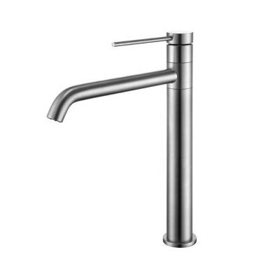 China Modern Single Hole Rotate Deck Mounted 304 Stainless Steel Tall Wire Drawing Basin Faucets Bathroom Basin Faucets Hose Faucets for sale