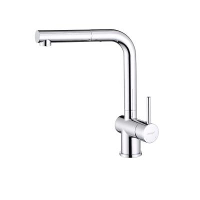 China 360 Rotate Brass Body Pull Out Kitchen Faucet High Quality Rotate Kitchen Faucet Chrome Brass Pull Out Single Hole Faucet Single Handle Kitchen Faucet For Sink Water Faucets for sale